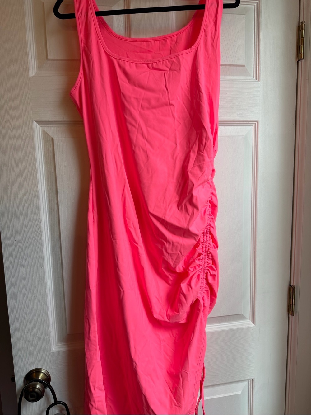 Neon Pink Sleeveless Ruched Side Maxi Dress New never worn